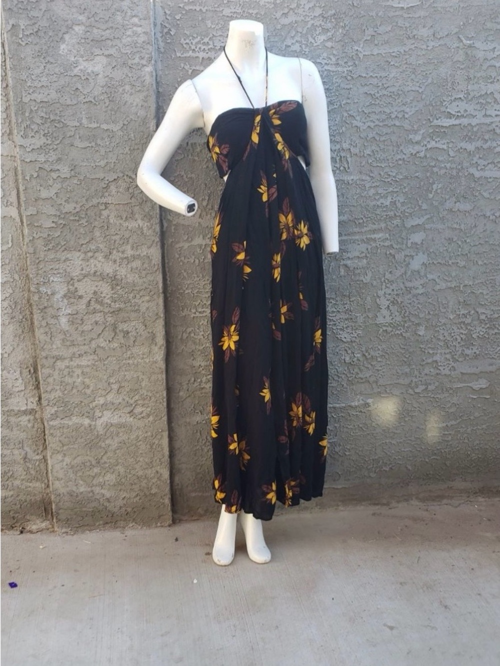 Free People Black Floral Strapless Maxi Dress